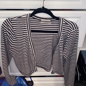 cropped striped long sleeve button up